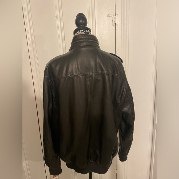 Men's Sherpa Lined Faux Leather Aviator Bomber DARK BROWN SIZE LARGE - Picture 3 of 7